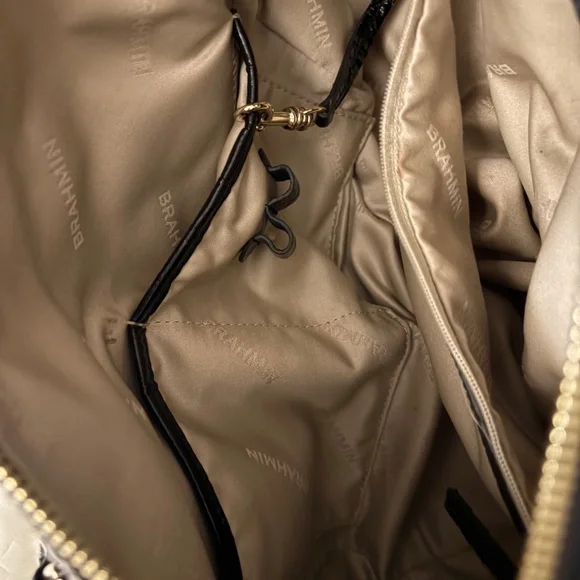 Brahmin Stacy Black Melbourne Embossed Leather Satchel - Picture 3 of 6